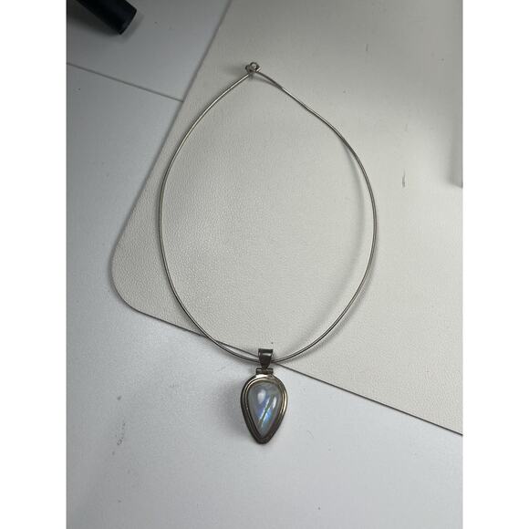 White Quartz Pendant Sterling Silver Necklace Snake Chain 16" - Picture 3 of 11